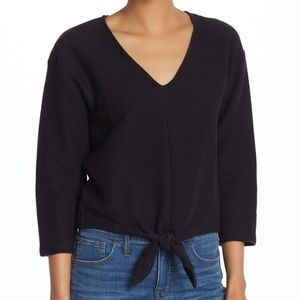 Madewell Texture & Thread Black Tie Front Top